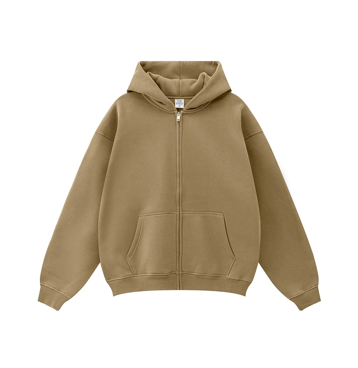 Kanye West-Inspired Heavyweight Fleece Zip-Up Hoodie – Khaki