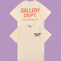 Gallery Dept. Hollywood Logo Short Sleeve T-Shirt - Cream/Orange