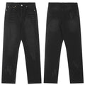 Vlone Subtle Logo Distressed Denim Jeans - Washed Black