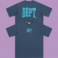 Gallery Dept. Arch Logo Short Sleeve T-Shirt - Blue-Grey/Cyan
